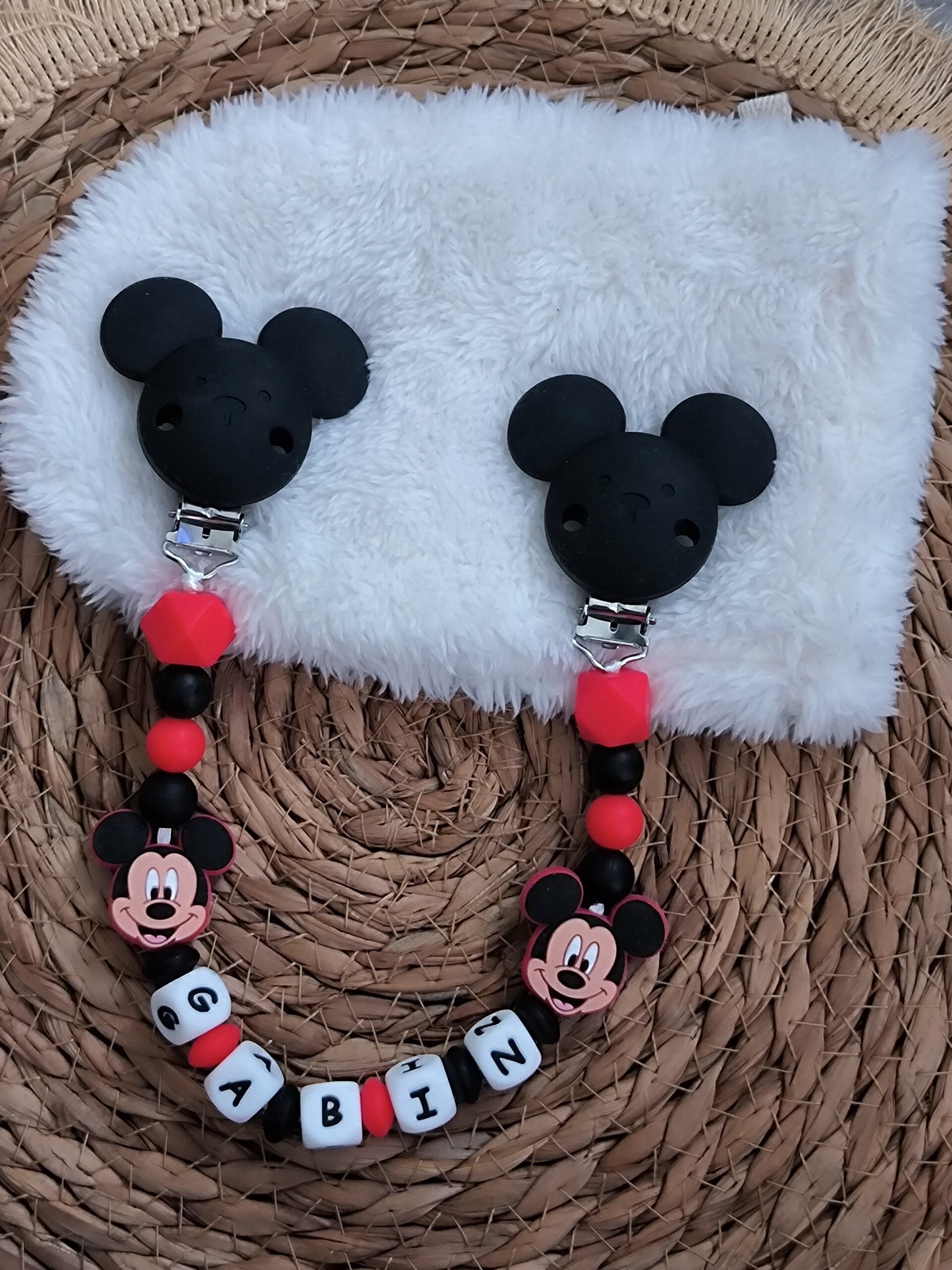 Attache doudou mickey baby, personalized cuddly toy clip, personalisierter kuscheltier-Clip