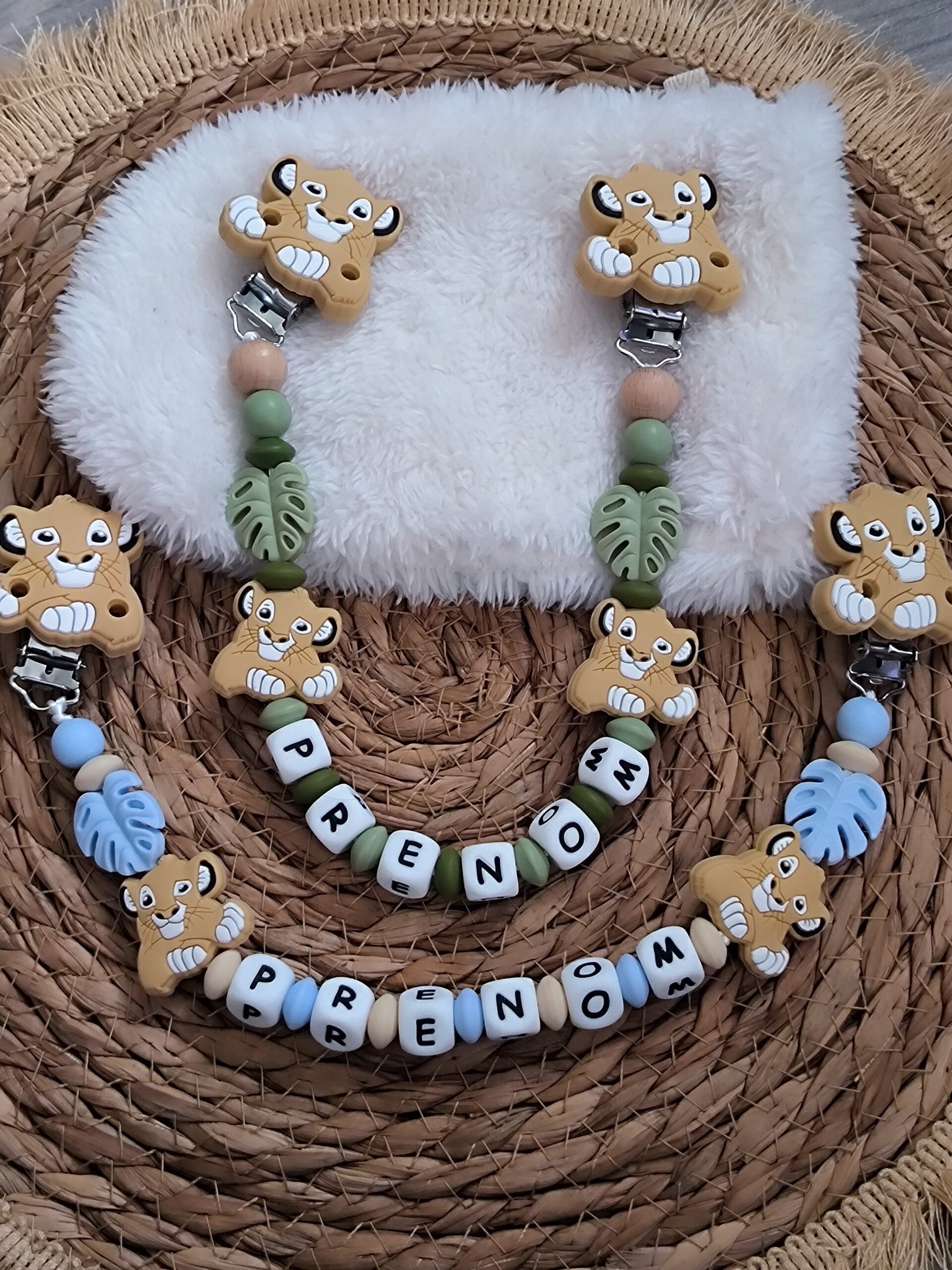 Attache doudou simba, personalized cuddly toy clip, personalisierter kuscheltier-Clip
