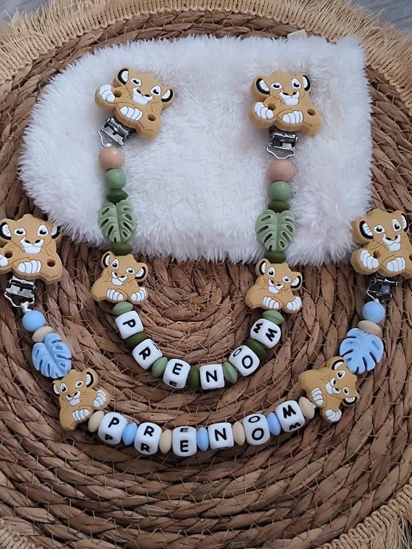 Attache doudou simba, personalized cuddly toy clip, personalisierter kuscheltier-Clip
