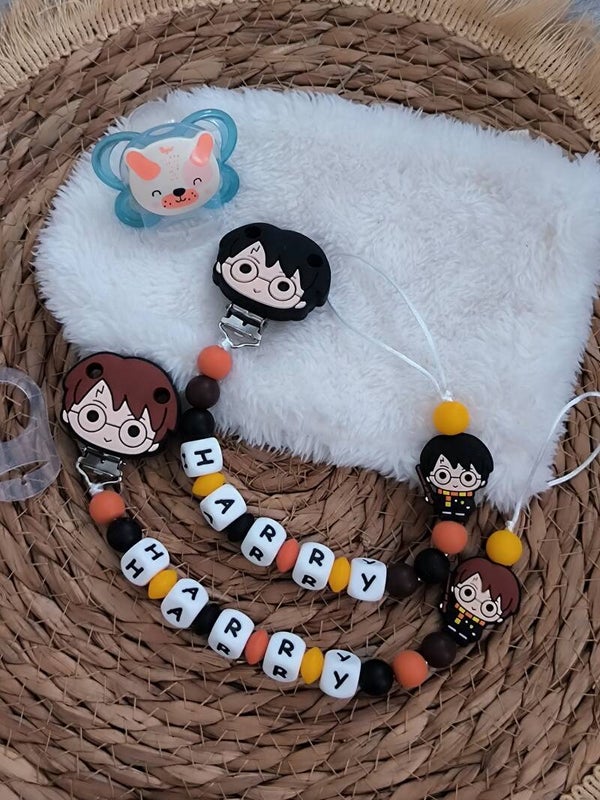 Attache tétine harry potter, attache sucette harry potter personnalisée, pacifier clip, Schnullerclip, attache tétine personnalisée prénom, attache stylos personnalisé infirmière infirmier,