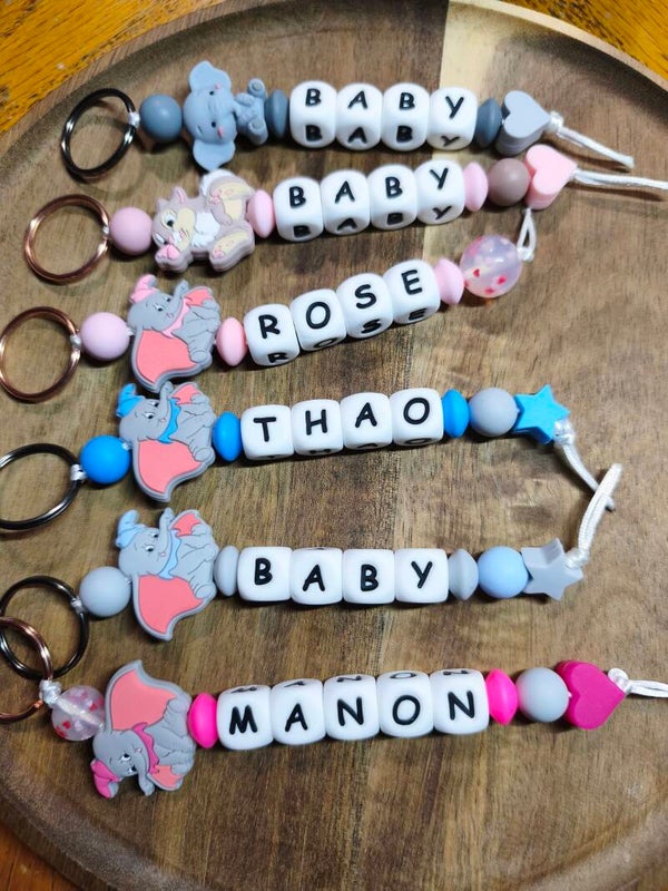 Porte clé prénom silicone, porte clé personnalisé