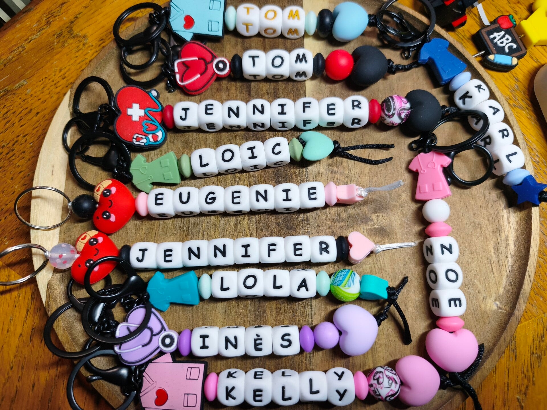 Porte clé prénom silicone, porte clé personnalisé