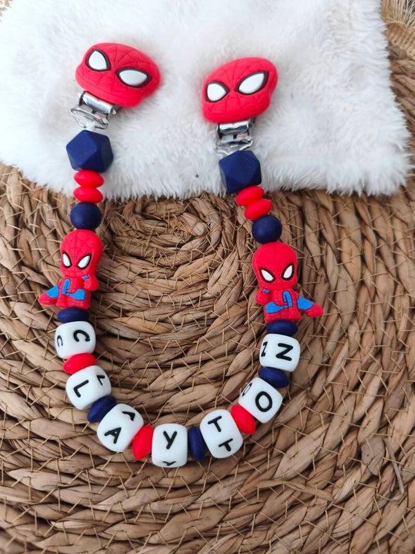 Attache doudou spiderman, personalized cuddly toy clip, personalisierter kuscheltier-Clip