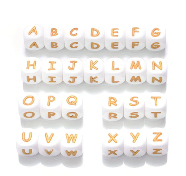 Lettre alphabet silicone blanche et dorée