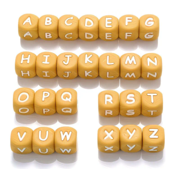 Lettre alphabet silicone moutarde