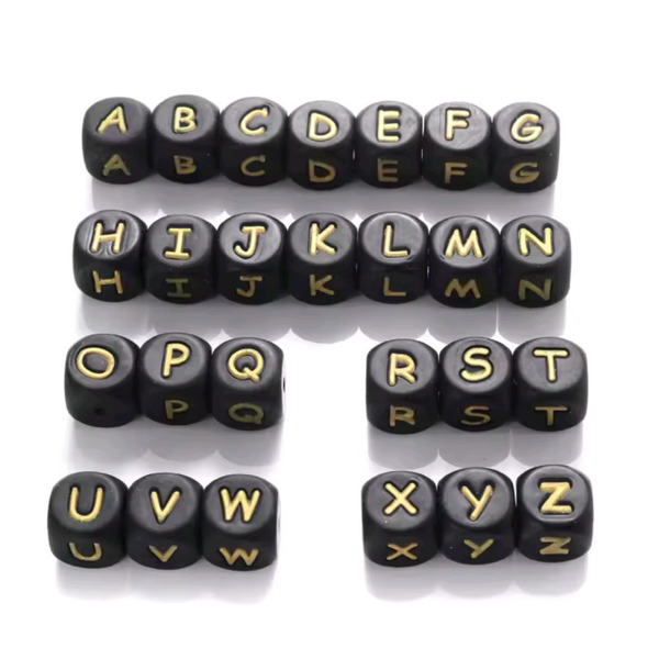 Lettre alphabet silicone noire dorée