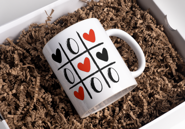 Mug saint valentin jeu morpion, tasse saint valentin, personalized mug, personalisierte becher