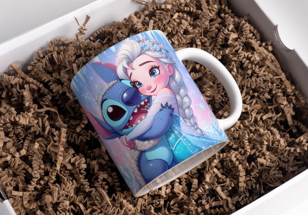 Mug stitch et elsa, tasse stitch et elsa, mug personnalisée prénom, tasse personnalisée prénom, personalized mug, personalisierte becher