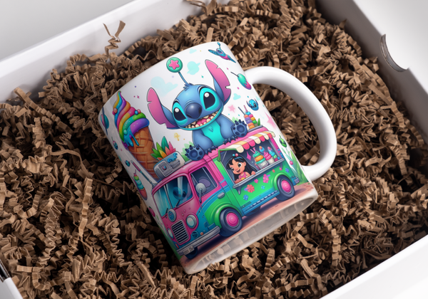 Mug stitch et lilo marchand de glace, tasse personnalisée prénom, mug personnalisé prénom, personalized mug, personalisierte becher