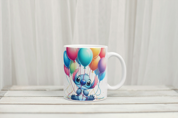 Mug stitch ballon, tasse stitch ballon, tasse personnalisée prénom stitch, mug personnalisé prénom stitch, personalized mug, personalisierte becher