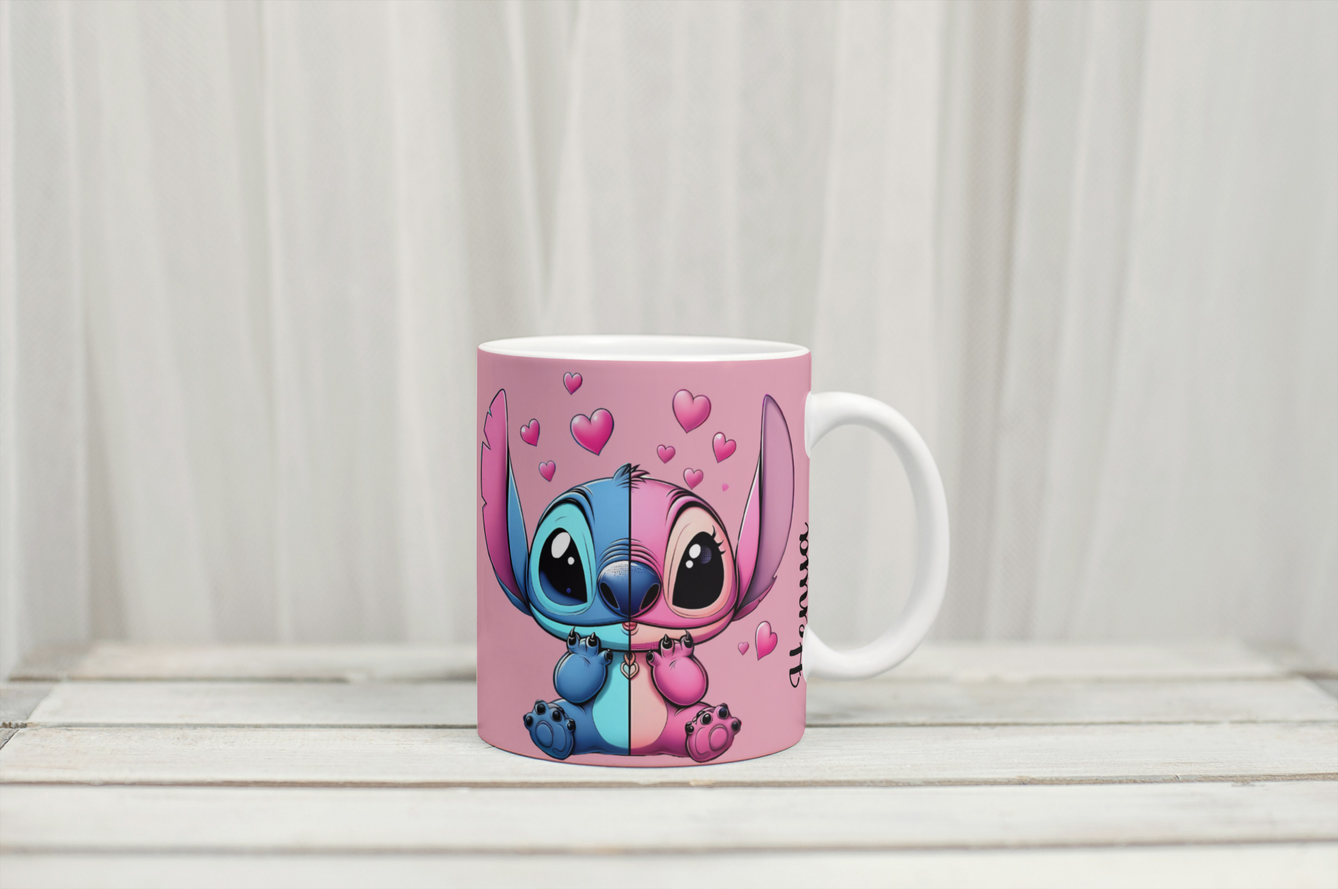 Mug angel et stitch duo, tasse angel et stitch duo, tasse personnalisée prénom stitch, mug personnalisé prénom stitch