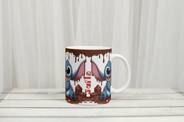 Mug stitch thème chocolat, tasse chocolat stitch, tasse prénom personnalisée, mug personnalisé prénom, personalized mug, personalisierte becher
