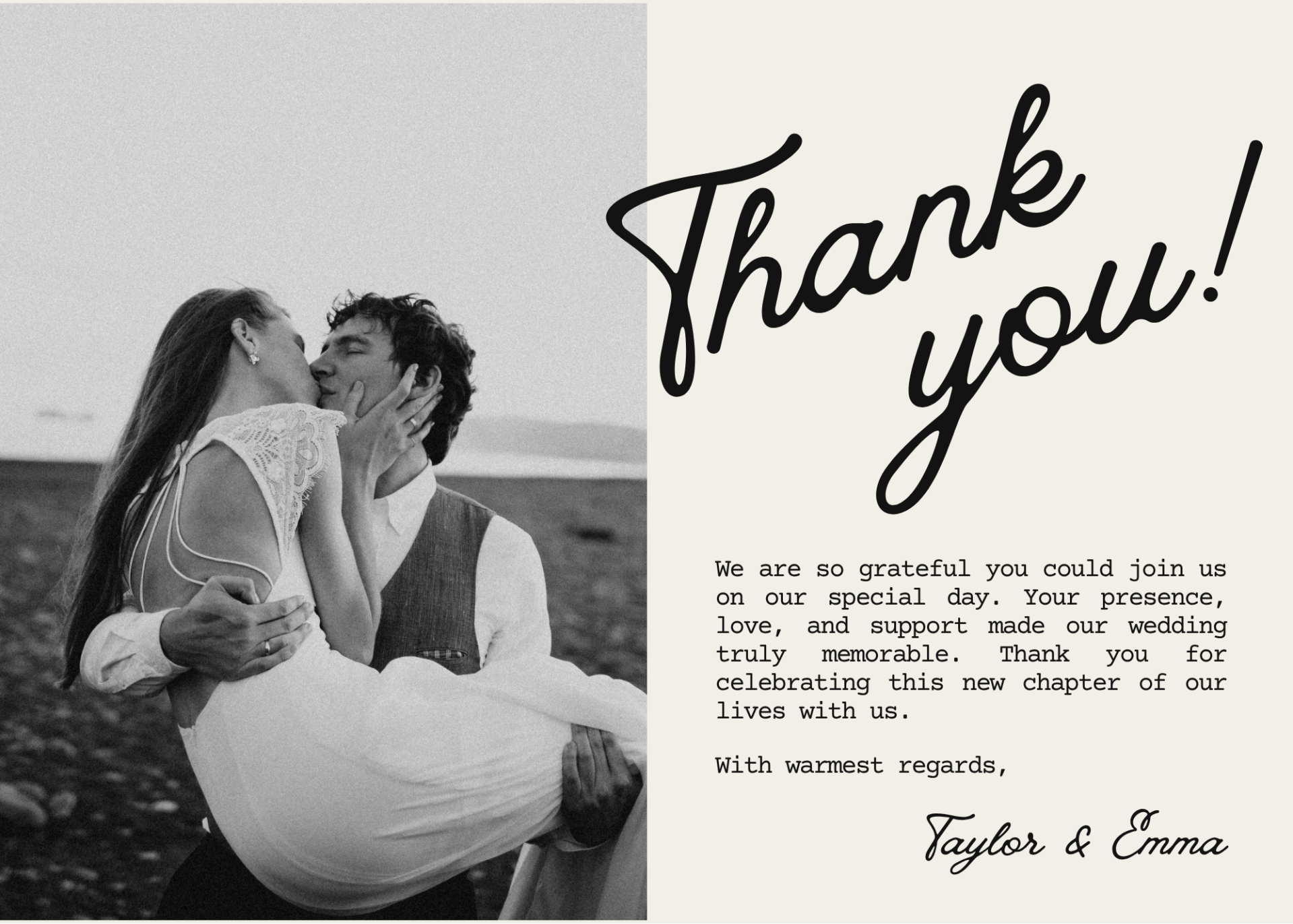 Black & White Thank You Card