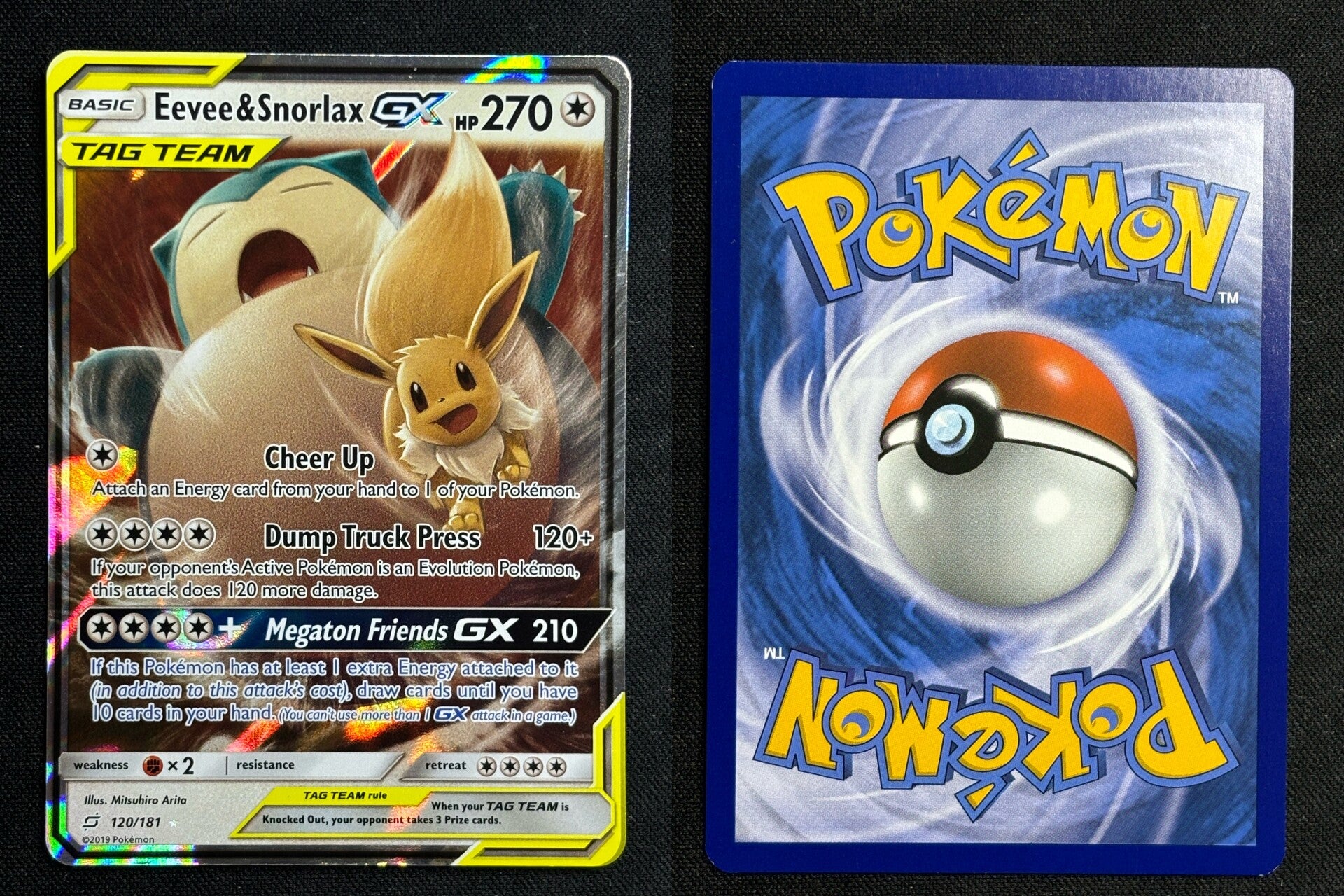 Eevee & Snorlax GX (TEU 120) Near Mint