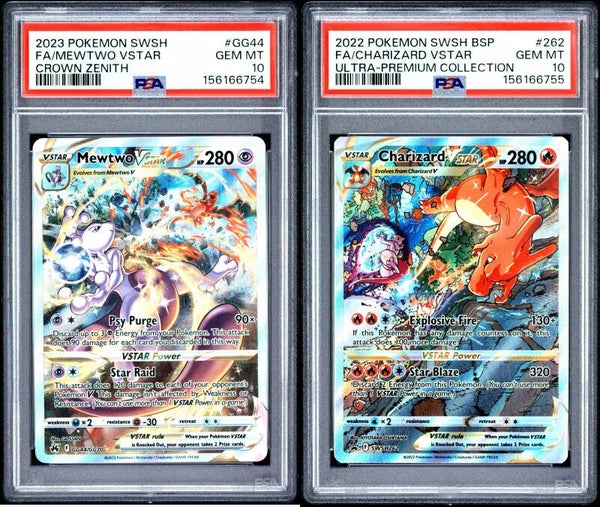 Mewtwo & Charizard VSTAR Sequential PSA 10 Set