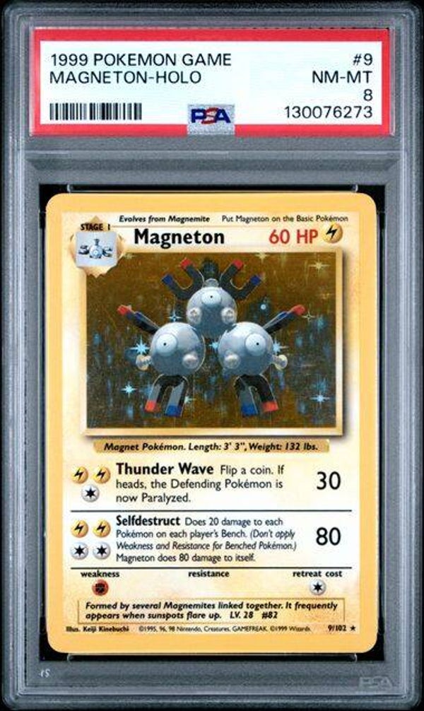 Magneton #9 Base Set Holo PSA 8