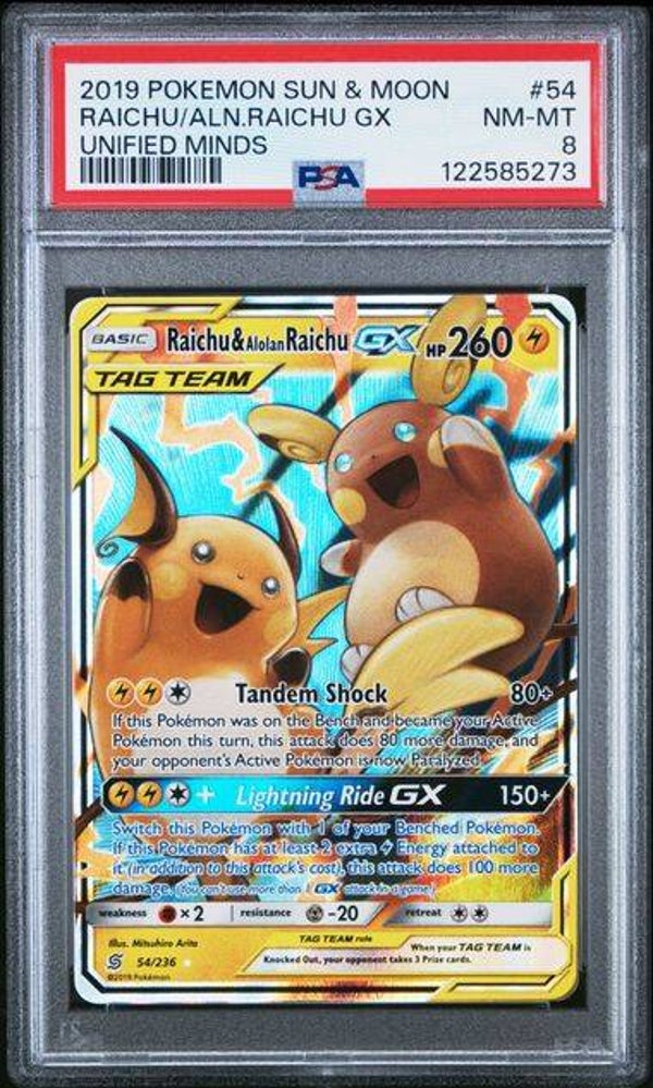 Raichu & Alolan Raichu GX #54 PSA 8 #122585273