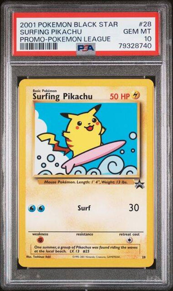 Surfing Pikachu WP28 Black Star Promo PSA 10