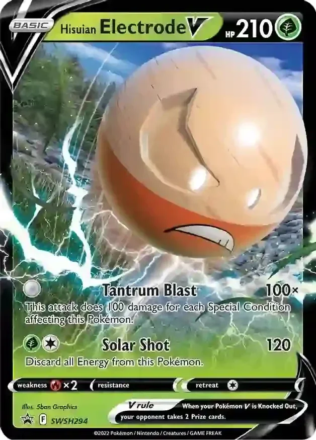 Hisuian Electrode V Grote Pokemon Kaart