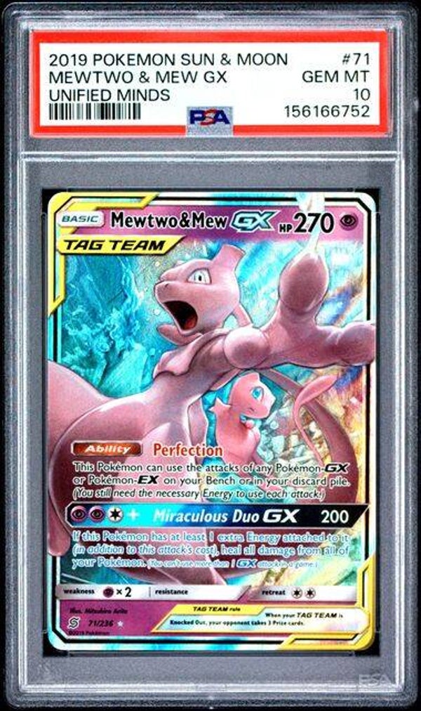 Mewtwo & Mew GX #071 Unified Minds PSA 10