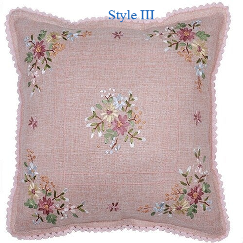 Hand Embroidered Pillow Cover Sofa Living Room Fabric Pillow Cover