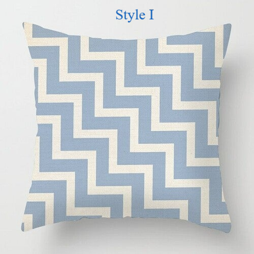 Geometric Light Blue Pillow Cover 50*50 Living Room Sofa Cushion Cover