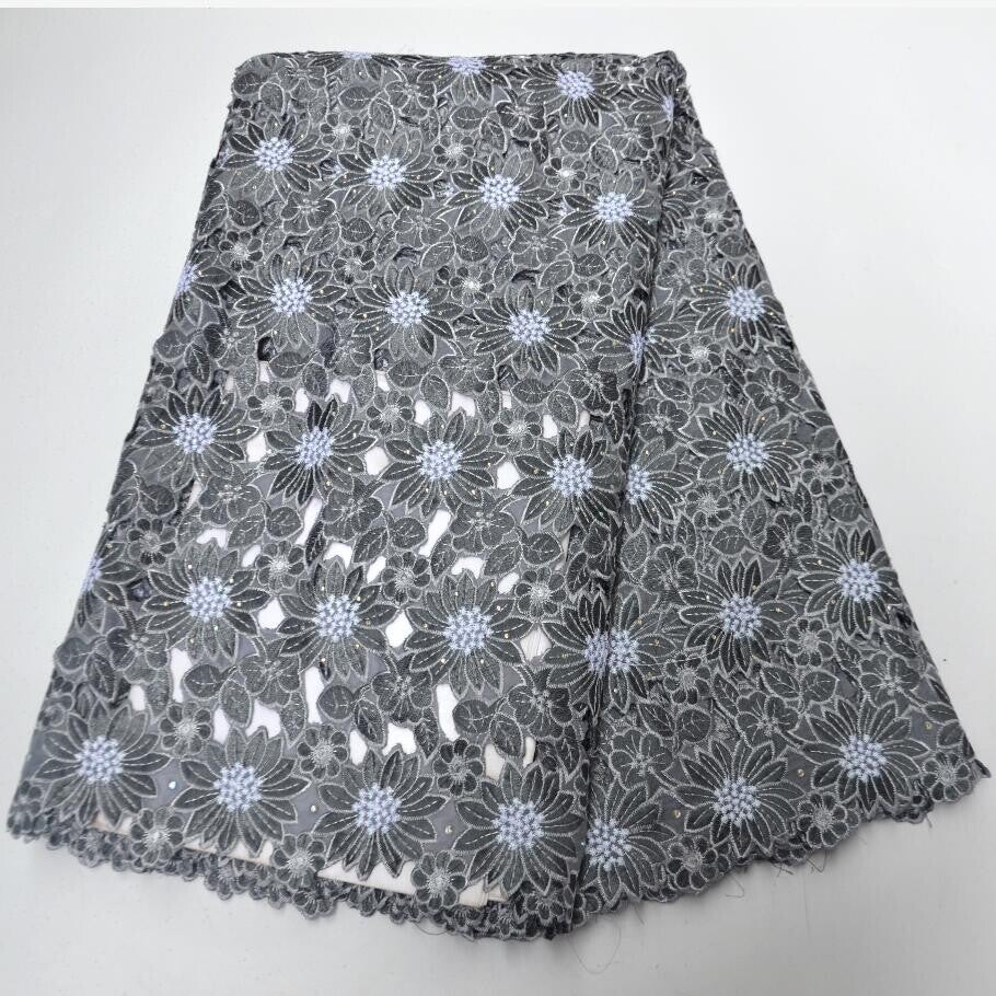 African Fabric Embroidery Swiss Voile | African Lace Fabric White