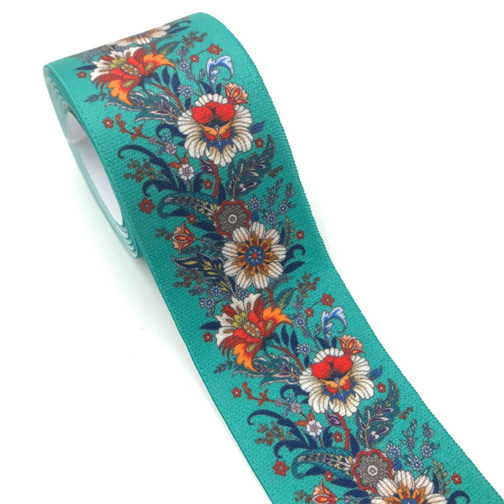 25mm 38mm 1 Meter/Lot Flowers Print Garment Waist Elastic Webbing