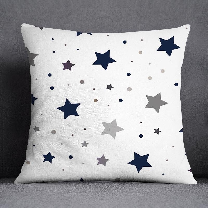 45x45cm Cushion Cover Geometric Pattern Polyester Blue Grey Pillowcase
