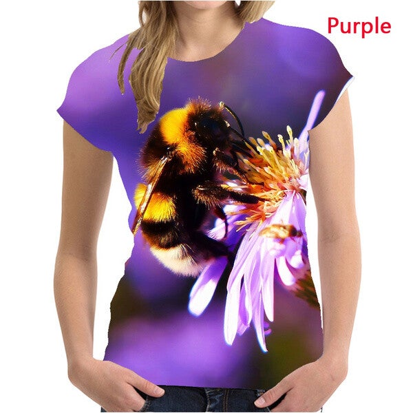 BIANYILONG brand summer T-shirt new cool fashion women's 3d printing bee short sleeve comfortable sports top