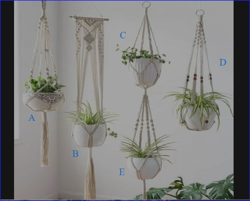Gardening Green Plant Hanging Basket Cotton Rope Hanger Flower Pot