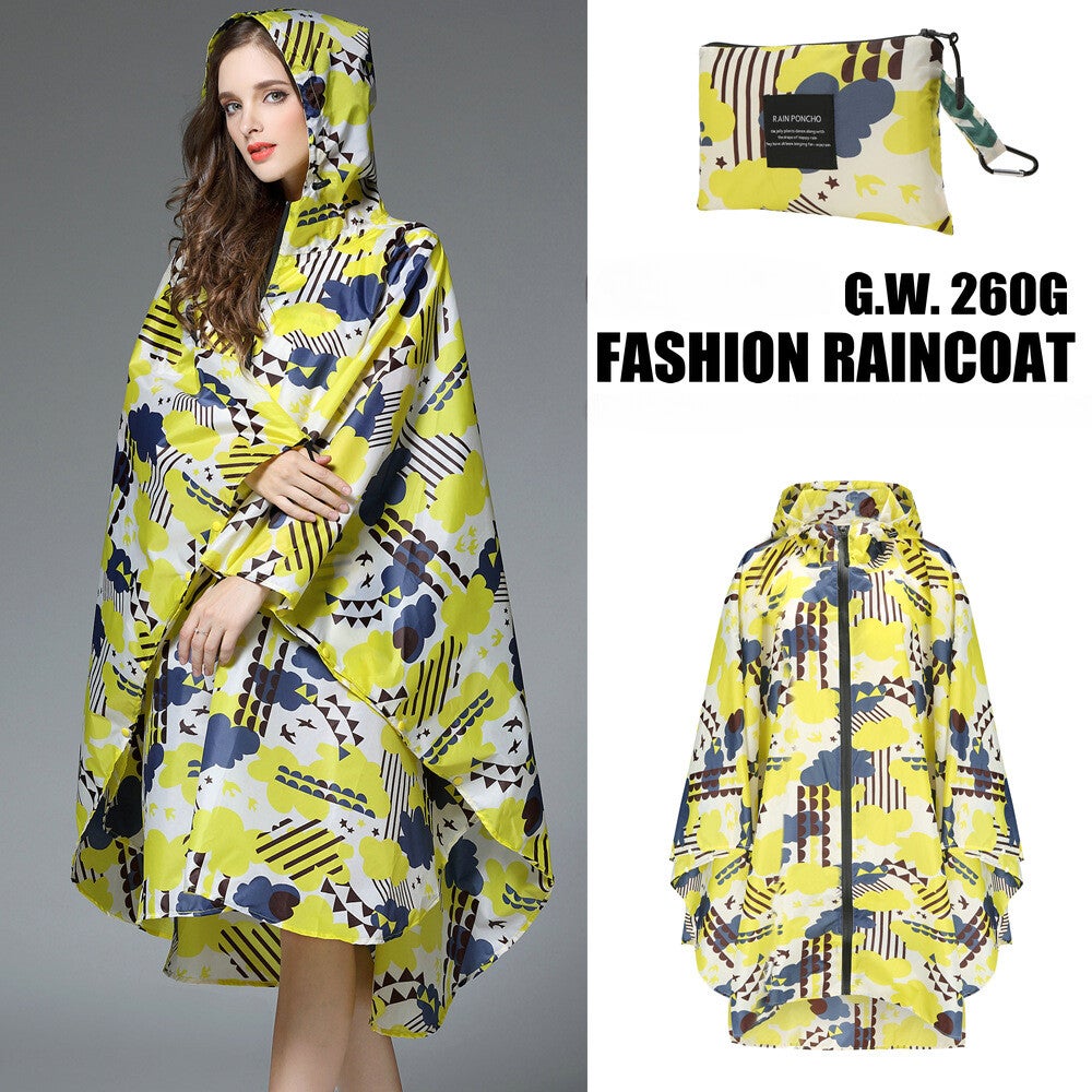 Women's Stylish Waterproof Rain Poncho Coloful Print Raincoat