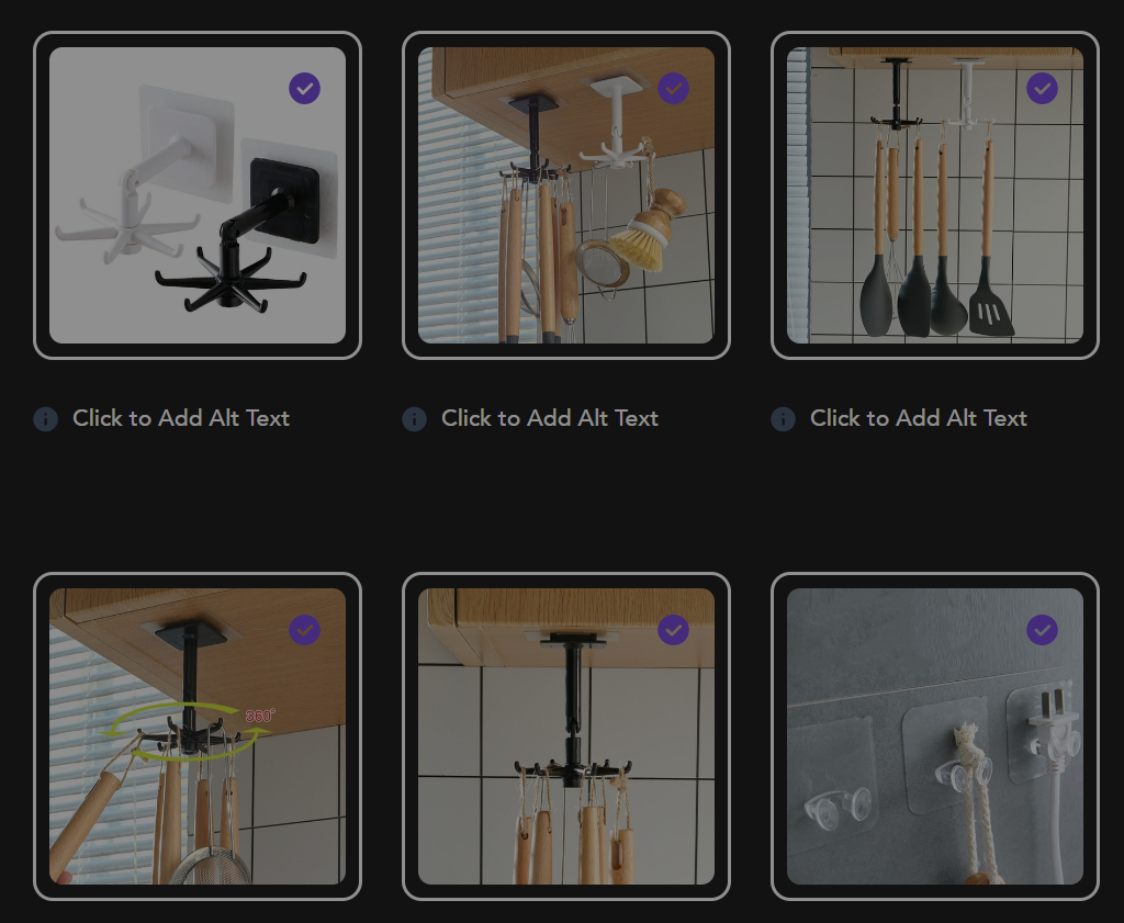 Universal Hooks 360 degree Rotatable Six claw Storage Hooks Bathroom