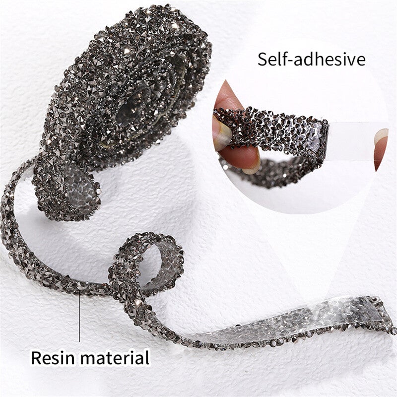 1yard/roll 1.2cm Fashion Rhinestone Tape Trim Resin Crystal Decoration