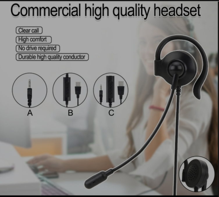 Call Center Headset With Mic Service Headphone For Cordless Telephone