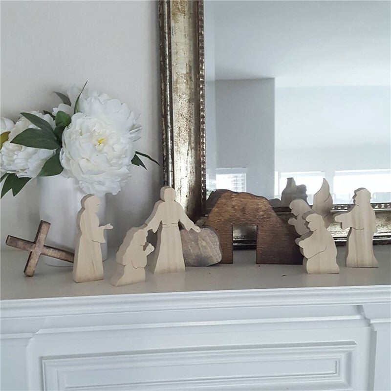 Easter Wooden Nativity Set Manger Creche Nativity Scene Montessori