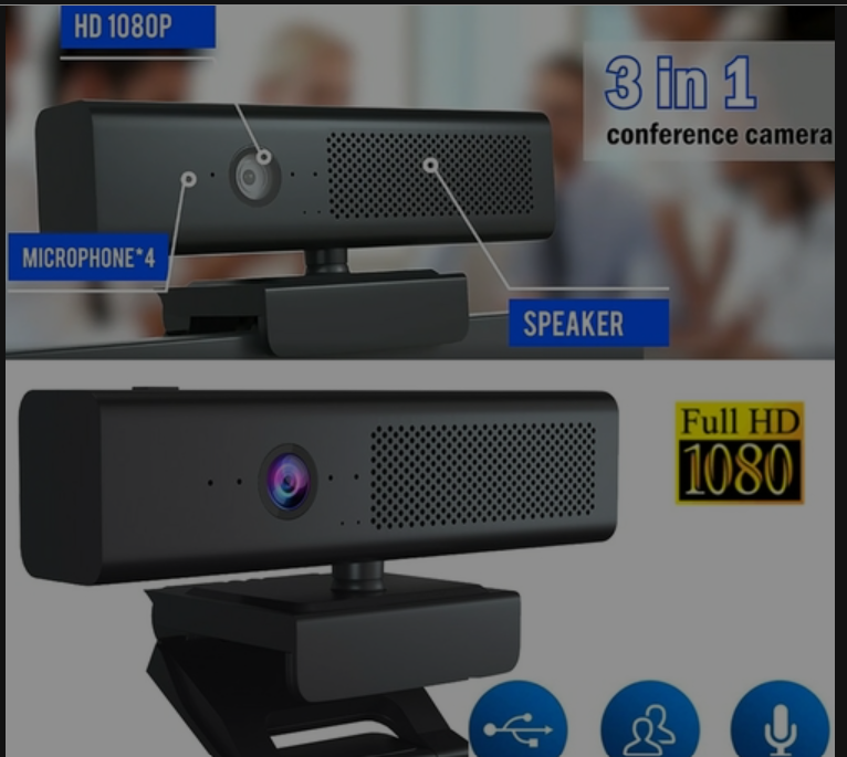 ACCHINGE USB Webcam 1080P HD Computer Camera with HiFi Speaker Microphone