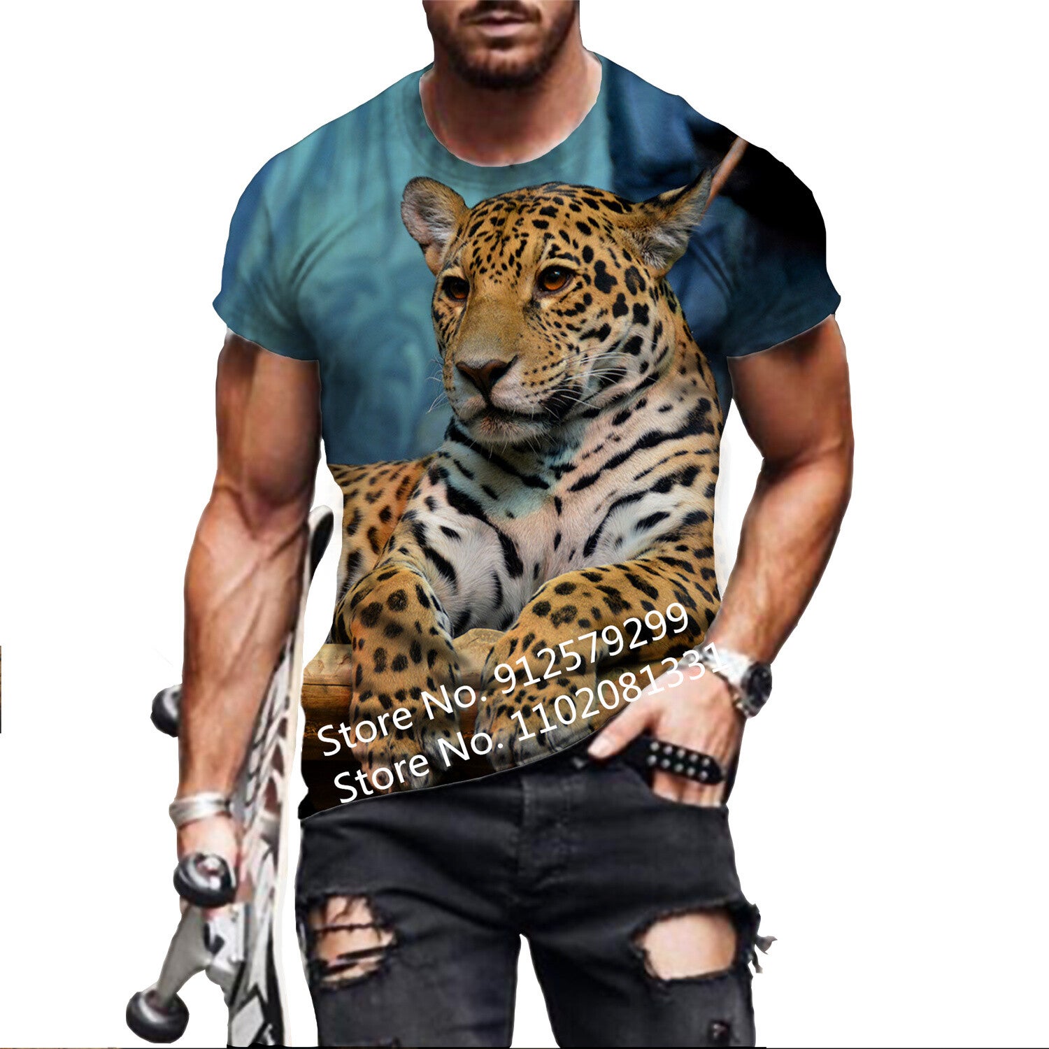 BIANYILONG brand T-shirt new fashion animal cheetah 3d T-shirt male/female casual round neck short-sleeved sports T-shirt