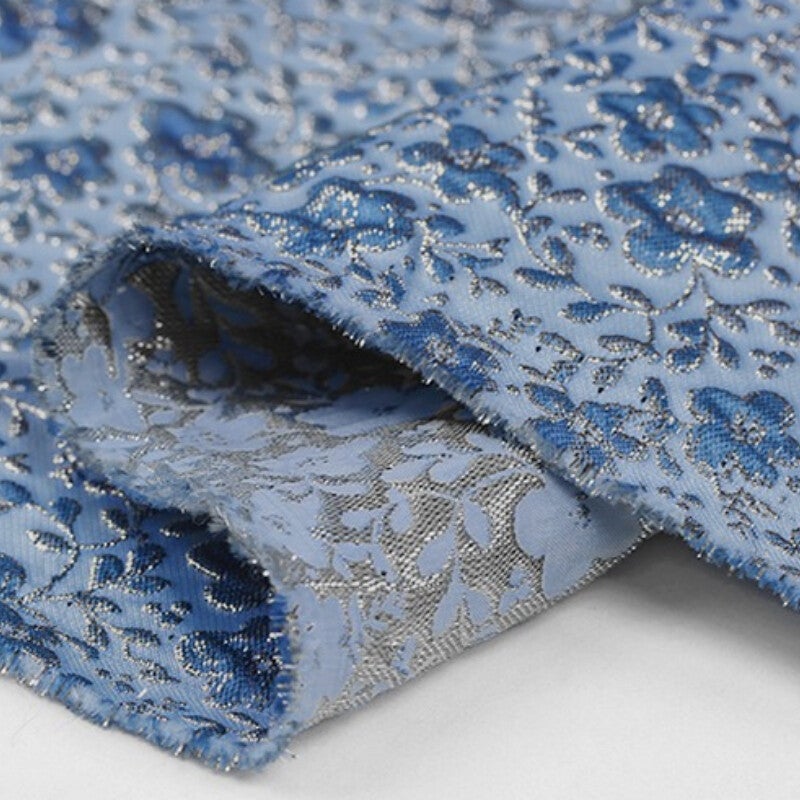 High end French Style Brocade Fabric Damask Jacquard Gold and Silver