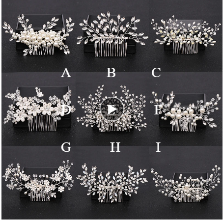 Silver Color Pearl Crystal Wedding Hair Combs Hair Accessories