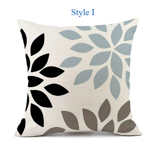 Creative Geometric Cushion Blue Black Dahlia Boho Pillow Cover Modern