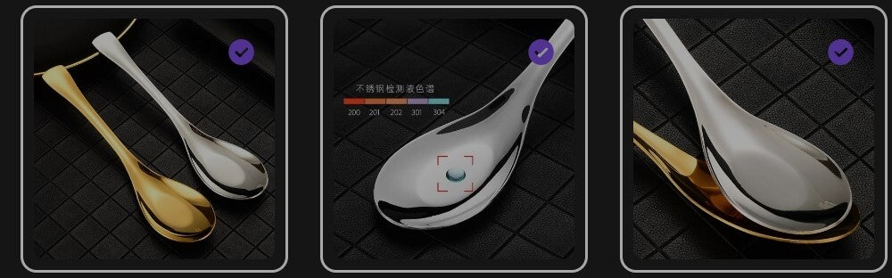 ACCHINGE 304 stainless steel flat bottomed spoon for home soup Chinese western