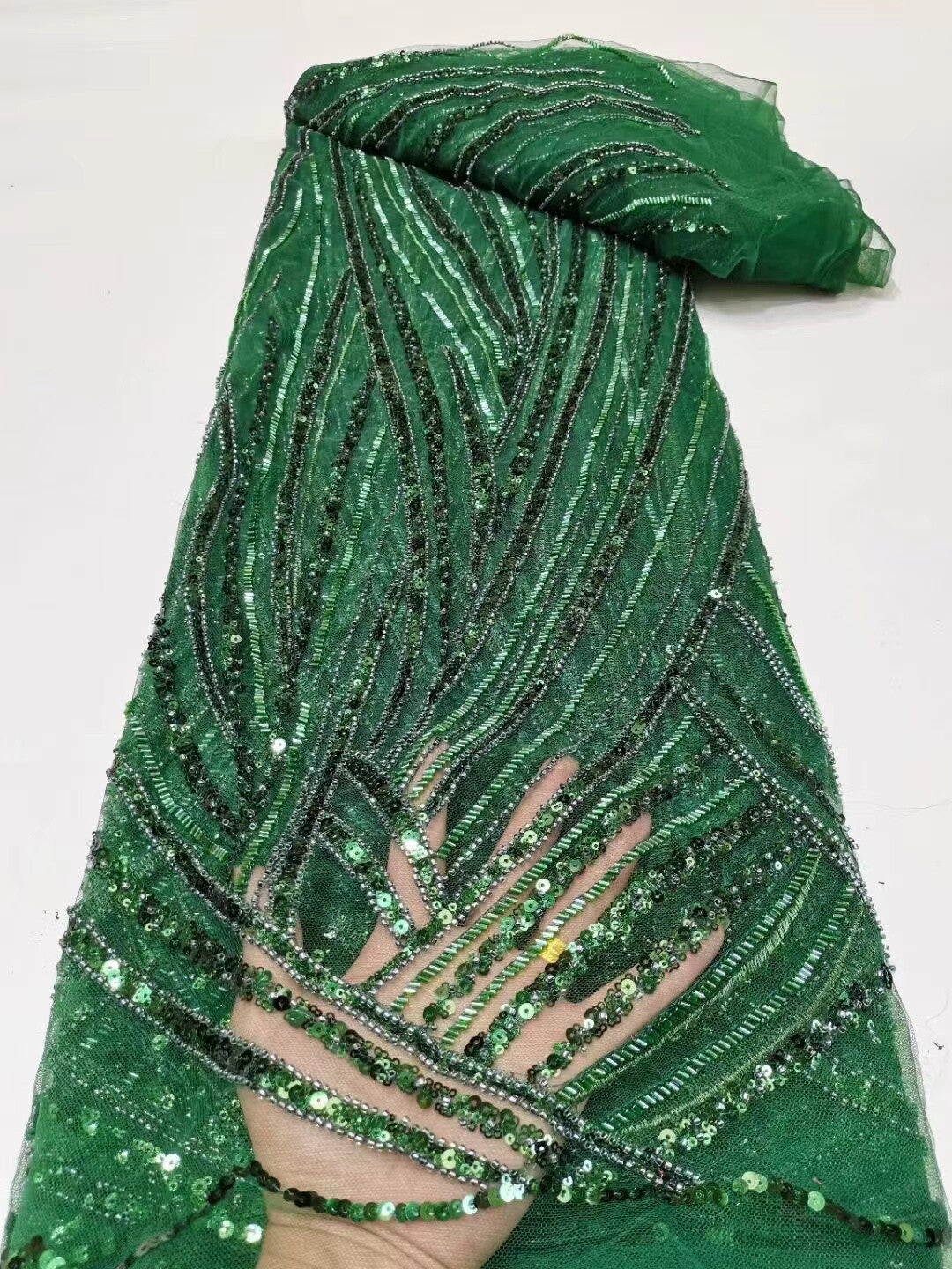 High Quality Luxury Beaded Tulle Lace Fabrics African Net Lace