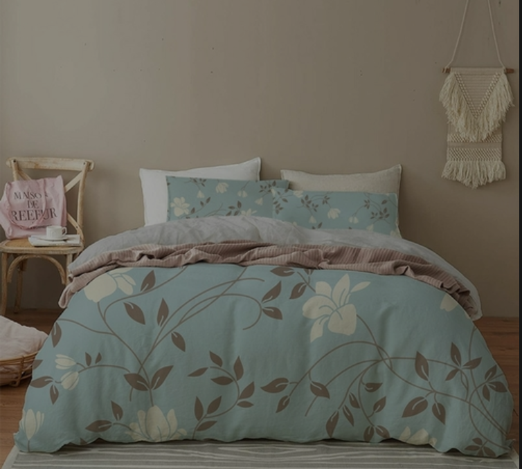 Floral Duvet Cover Microfiber 3pcs Queen Daisy Bedding Set Leaves