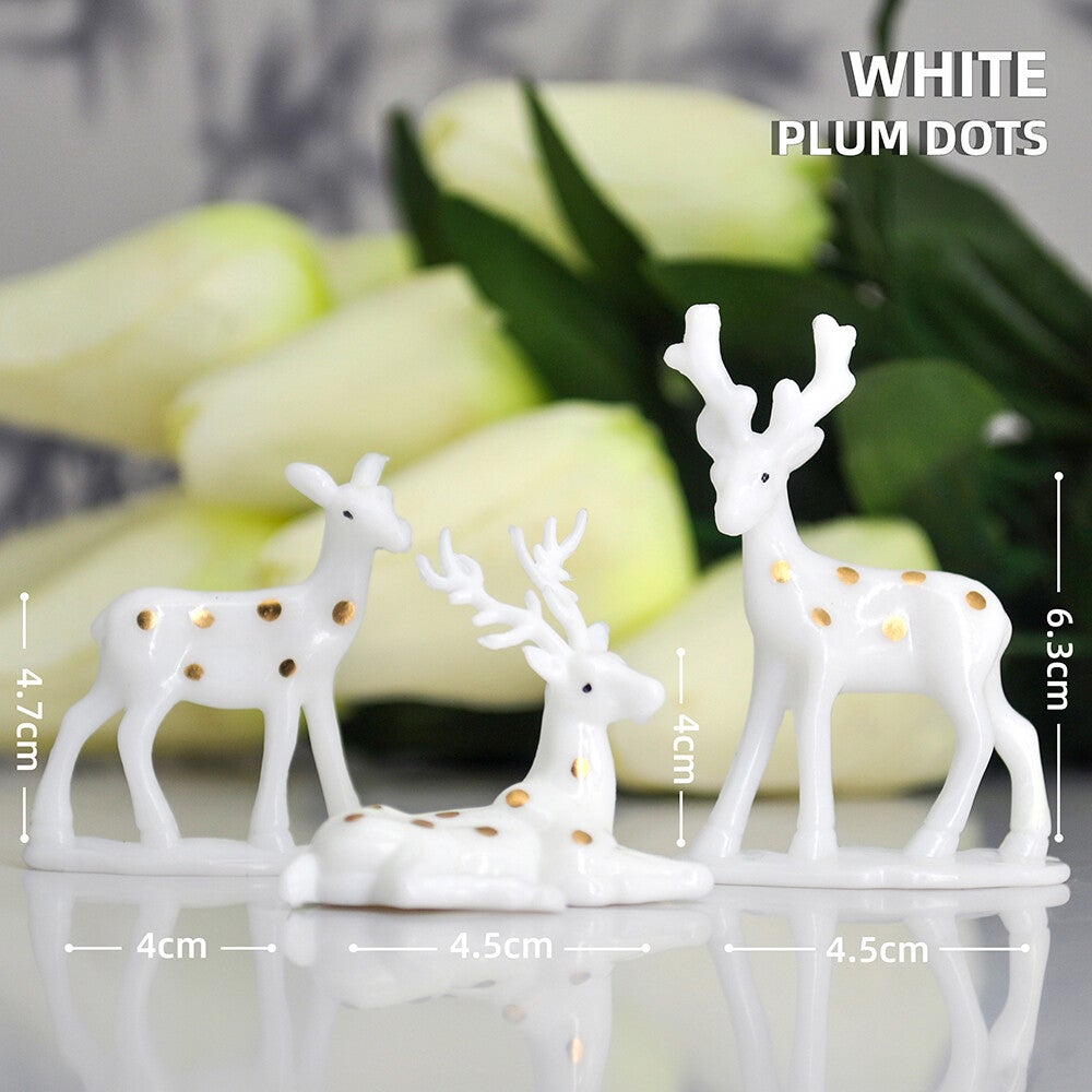 Christmas Deer Figurines | Mini Reindeer Ornaments | Mini Reindeer 6Pcs