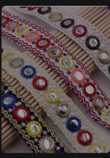 2.3cm Mirror Ethnic Beaded Lace Vintage Embroidery Sewing Lace Ribbon