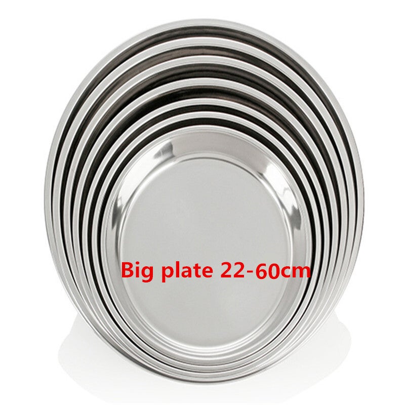 Stainless Steel thick Flat big Round Dish Charger Plates/Exquisite