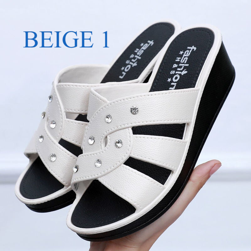 Women's High Heel Slippers Summer Wear Thick Bottom Fashion Home (Choice 2 Pairs)