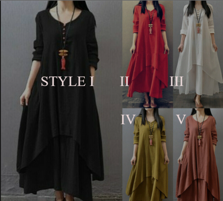 Summer Women Boho Cotton Linen Vintage Kaftan Loose Gypsy Maxi Dress