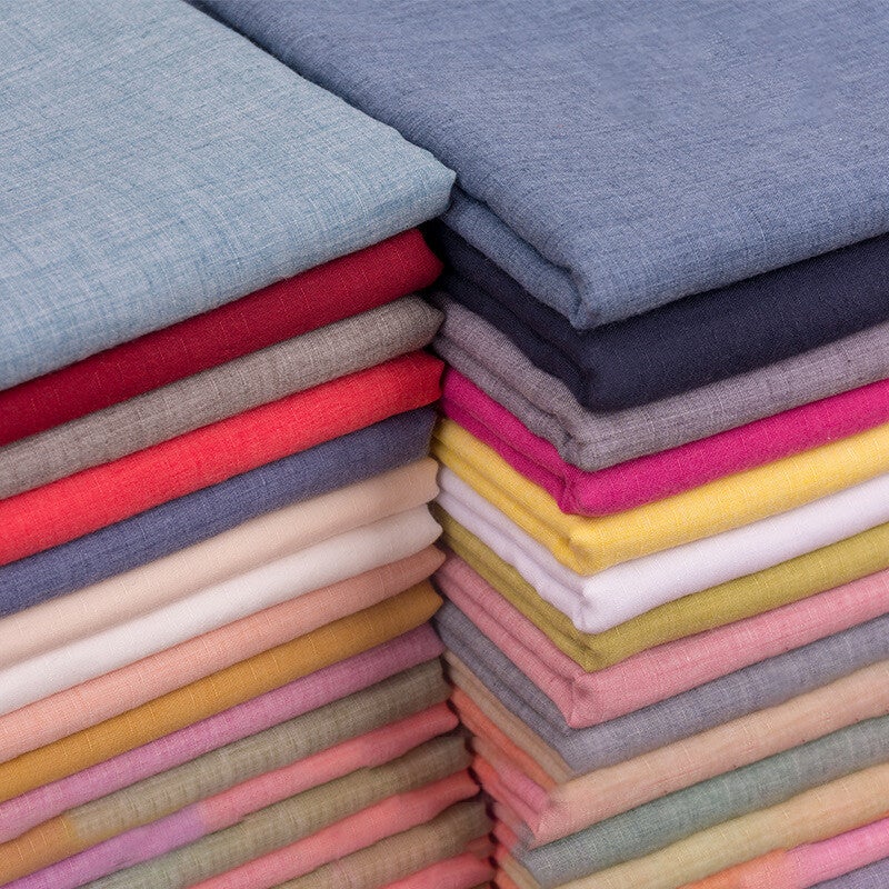 45x140cm Solid Color Cotton Linen Thin Fabric Handmade Clothes Dress